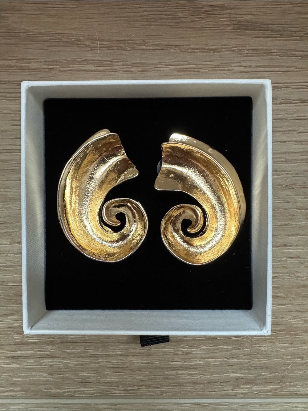 Gold Plated Shell Spiral Statement Earrings